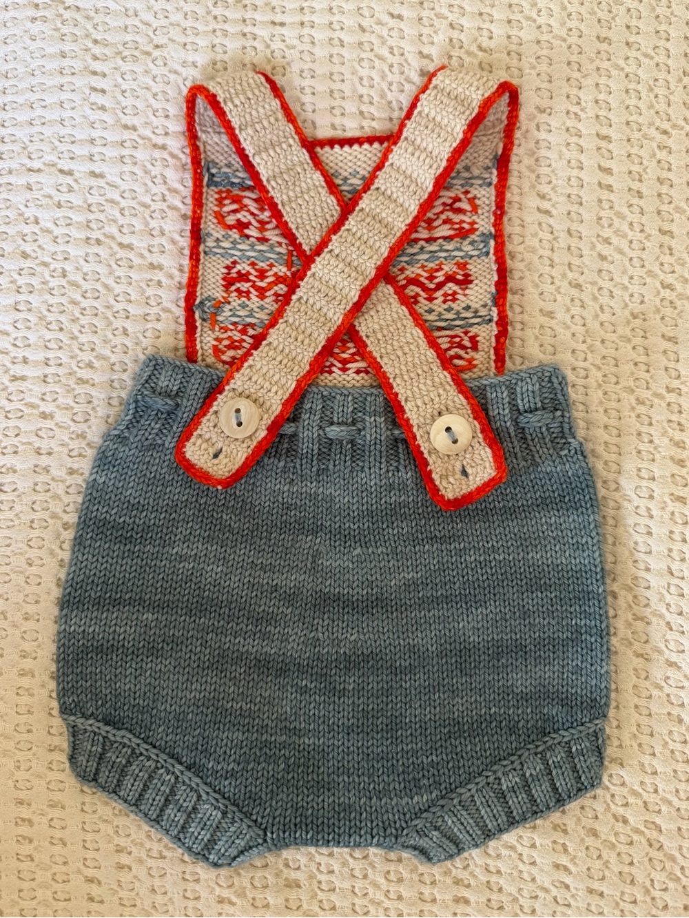Misha And Puff Cream, Red, and Blue Knit One-Piece - Picture 2 of 2